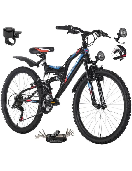 Rower Chłopięcy Górski Koła 24" Junior MTB SHIMANO Amory Oświetlenie Dynamo