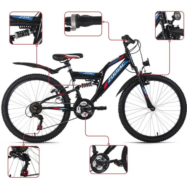Rower Chłopięcy Górski Koła 24" Junior MTB SHIMANO Amory Oświetlenie Dynamo