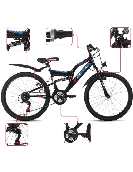 Rower Chłopięcy Górski Koła 24" Junior MTB SHIMANO Amory Oświetlenie Dynamo