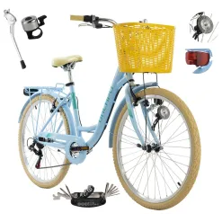 Rower Damski Miejski Koła 26" SHIMANO Koszyk Oświetlenie Dynamo Bagażnik