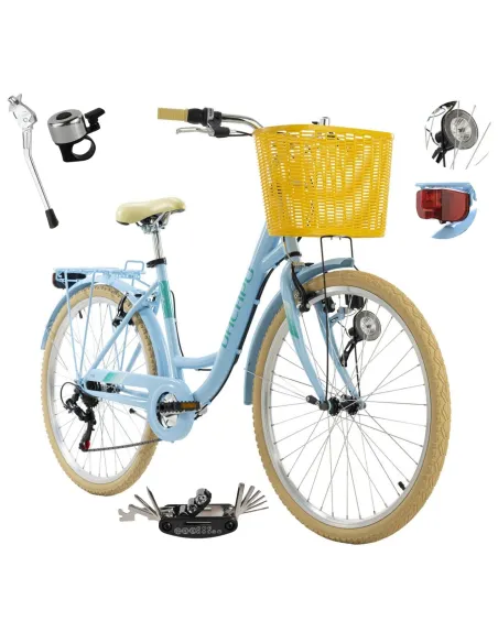 Rower Damski Miejski Koła 26" SHIMANO Koszyk Oświetlenie Dynamo Bagażnik