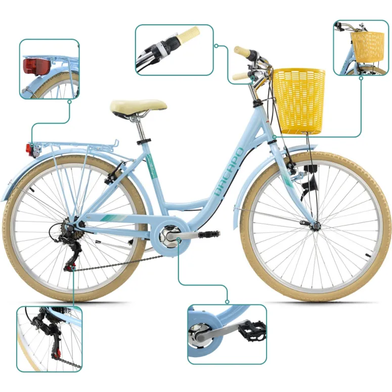 Rower Damski Miejski Koła 26" SHIMANO Koszyk Oświetlenie Dynamo Bagażnik