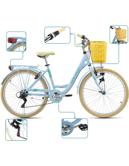 Rower Damski Miejski Koła 26" SHIMANO Koszyk Oświetlenie Dynamo Bagażnik