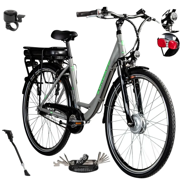 Rower Elektryczny Damski Koła 28" SHIMANO Nexus Alu 250 W LCD Amortyzacja