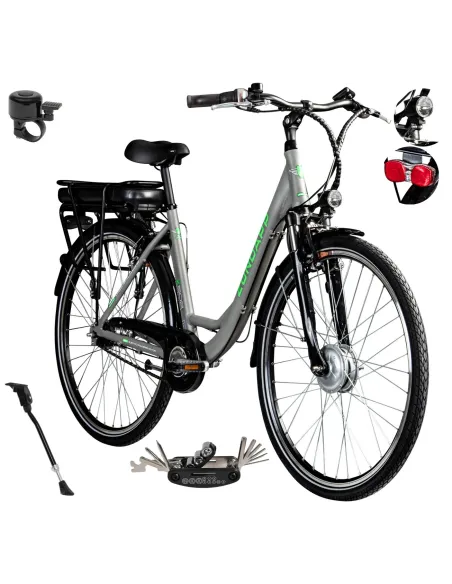 Rower Elektryczny Damski Koła 28" SHIMANO Nexus Alu 250 W LCD Amortyzacja