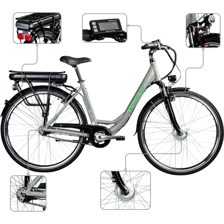 Rower Elektryczny Damski Koła 28" SHIMANO Nexus Alu 250 W LCD Amortyzacja