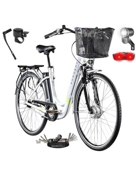 Rower Elektryczny Damski Miejski Koła 28" LCD 250 W Alu Amory SHIMANO Nexus