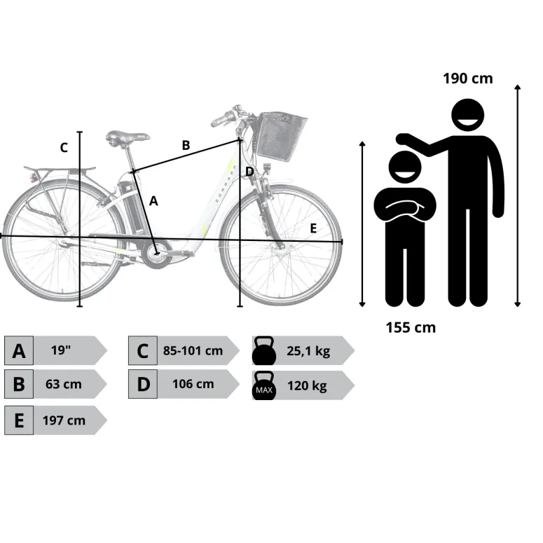 Rower Elektryczny Damski Miejski Koła 28" LCD 250 W Alu Amory SHIMANO Nexus