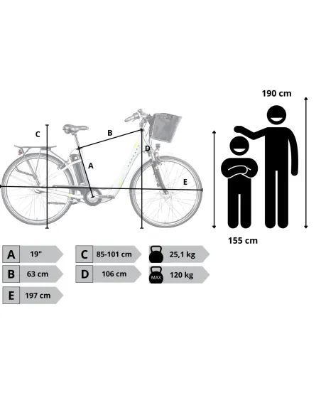 Rower Elektryczny Damski Miejski Koła 28" LCD 250 W Alu Amory SHIMANO Nexus