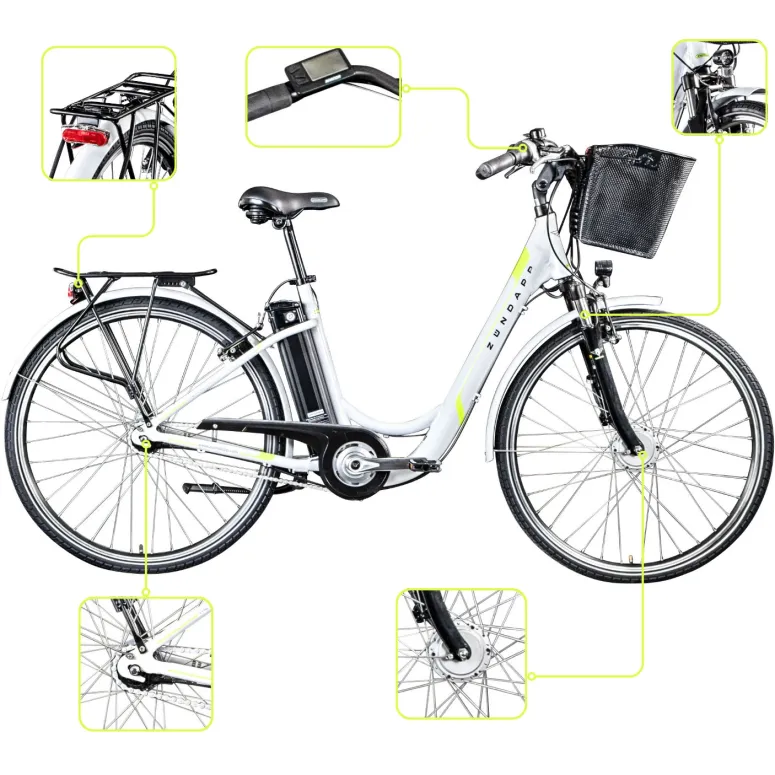 Rower Elektryczny Damski Miejski Koła 28" LCD 250 W Alu Amory SHIMANO Nexus