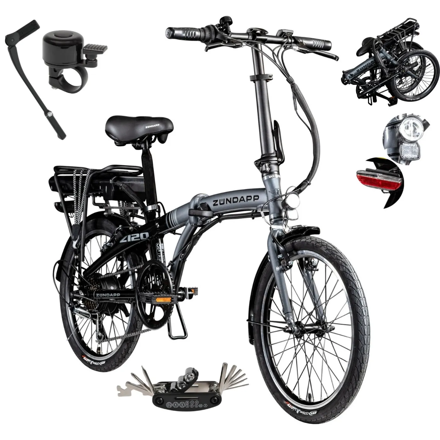 Rower Elektryczny Męski Damski Składany 20" Miejski Składak 250 W SHIMANO