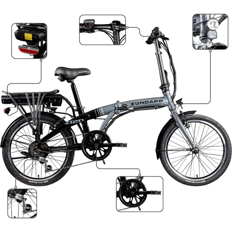 Rower Elektryczny Męski Damski Składany 20" Miejski Składak 250 W SHIMANO