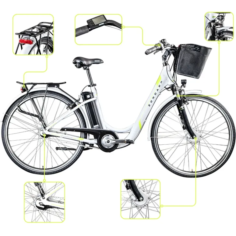 Rower Elektryczny Damski Miejski Koła 28" LCD 250 W Alu SHIMANO Nexus 2025