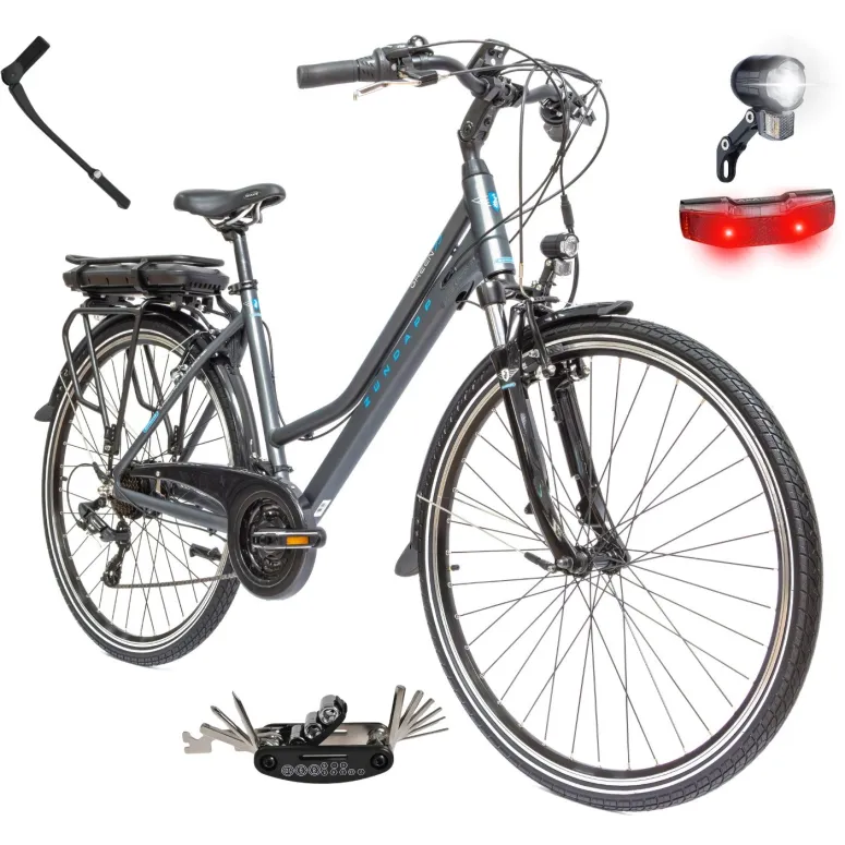 Rower Elektryczny Męski Trekkingowy 28 SHIMANO 21 Biegów 250W LCD Aluminium
