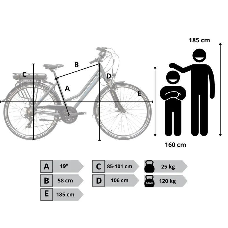Rower Elektryczny Męski Trekkingowy 28" SHIMANO 250 W LCD Aluminium 2025 UE