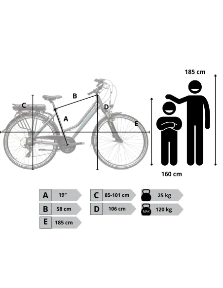 Rower Elektryczny Męski Trekkingowy 28" SHIMANO 250 W LCD Aluminium 2025 UE