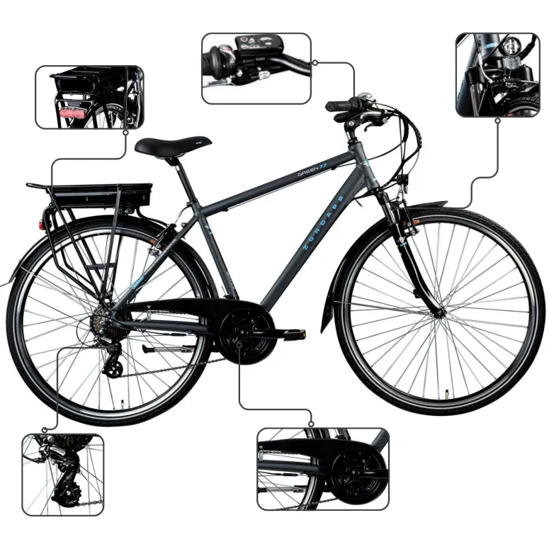 Rower Elektryczny Męski 28 Trekkingowy SHIMANO 250 W Aluminium Amortyzacja