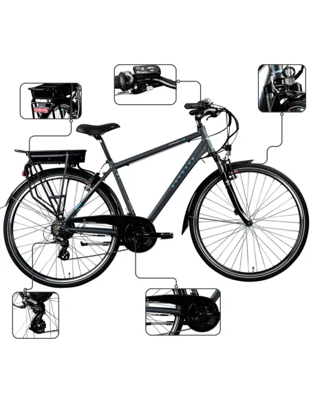 Rower Elektryczny Męski 28 Trekkingowy SHIMANO 250 W Aluminium Amortyzacja