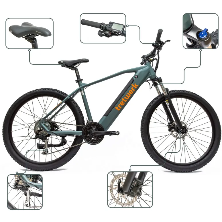 Rower Elektryczny Męski Damski Górski 27,5" MTB Shimano Alivio 250 W LCD