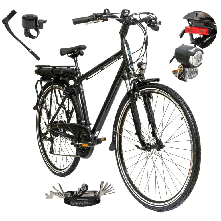 Rower Elektryczny Męski Trekkingowy 28" Shimano 21 Biegów Aluminium 250W