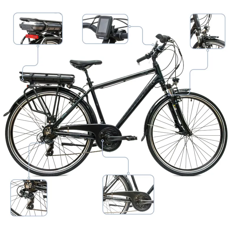 Rower Elektryczny Męski Trekkingowy 28" Shimano 21 Biegów Aluminium 250W