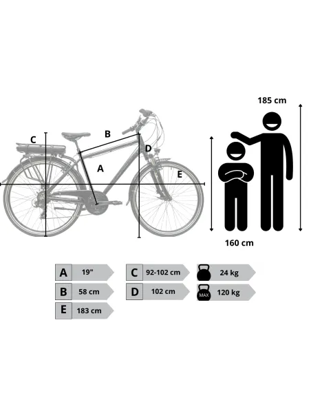 Rower Elektryczny Męski Trekkingowy 28" Shimano Aluminium Amory LCD 250 W
