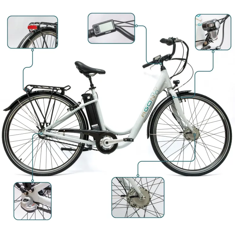 Rower Elektryczny Damski Miejski 28" Alu 250 W LCD SHIMANO Nexus Bagażnik