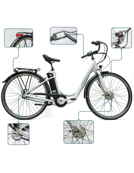 Rower Elektryczny Damski Miejski 28" Alu 250 W LCD SHIMANO Nexus Bagażnik