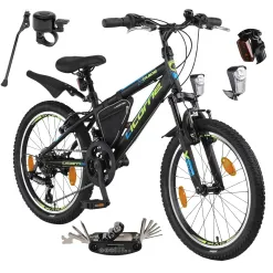 Rower Dziecięcy Chłopięcy Górski 20" SHIMANO Sakwa Błotniki Stopka Światła