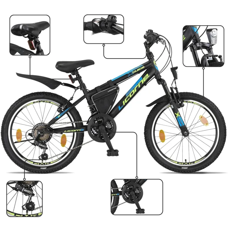 Rower Dziecięcy Chłopięcy Górski 20" SHIMANO Sakwa Błotniki Stopka Światła