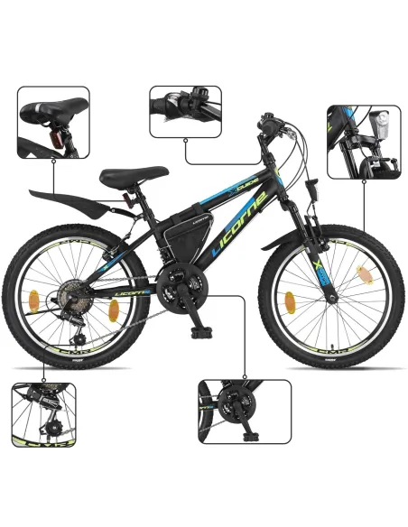 Rower Dziecięcy Chłopięcy Górski 20" SHIMANO Sakwa Błotniki Stopka Światła