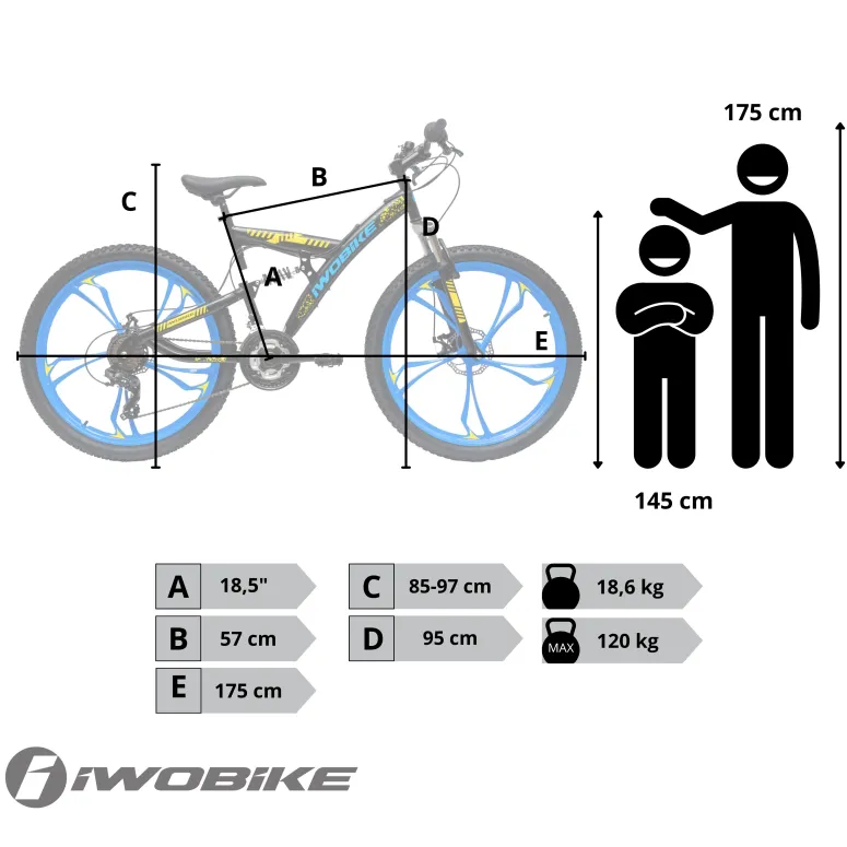 Rower Męski Damski Górski 26" IWOBIKE Shimano MTB Tarcze Full Amory 2025