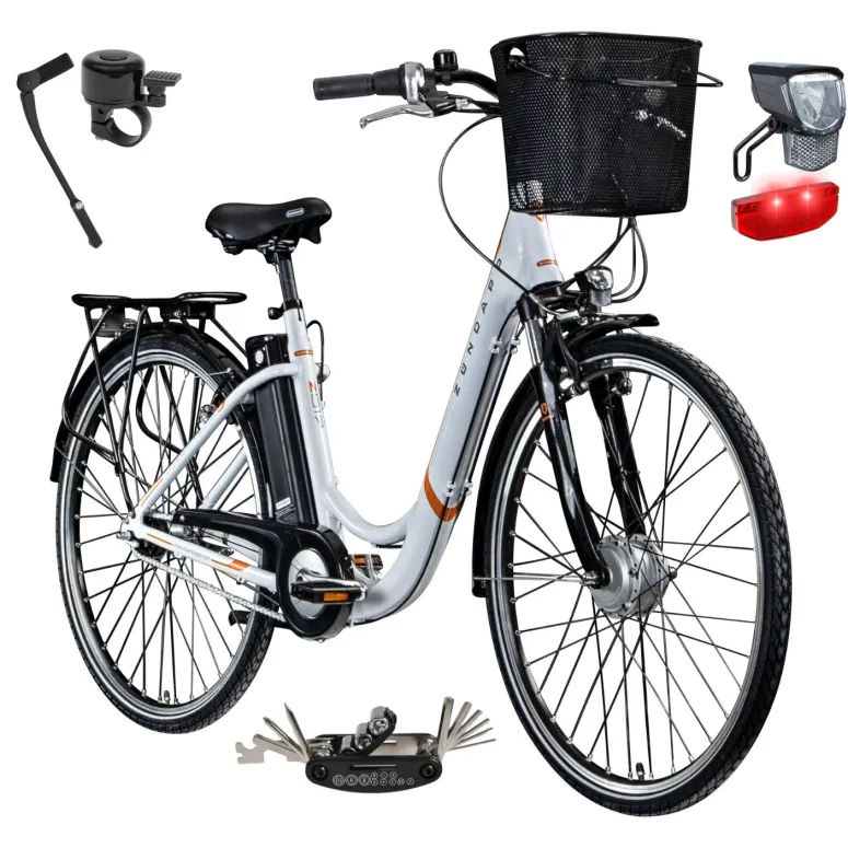 Rower Elektryczny Damski Miejski Koła 28" SHIMANO Nexus 250 W LCD Alu Amory