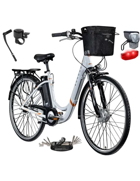 Rower Elektryczny Damski Miejski Koła 28" SHIMANO Nexus 250 W LCD Alu Amory