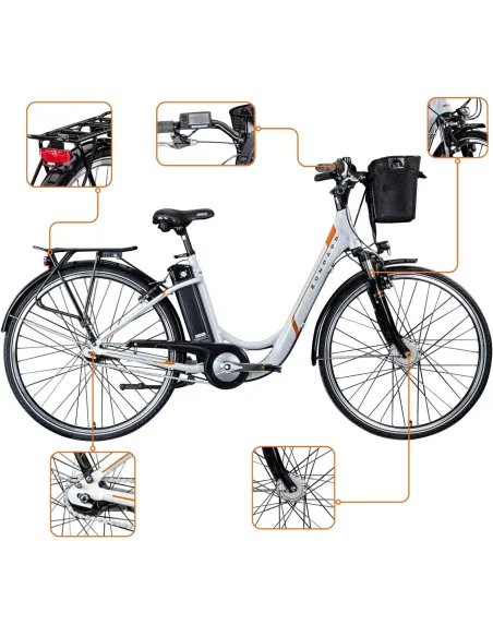 Rower Elektryczny Damski Miejski Koła 28" SHIMANO Nexus 250 W LCD Alu Amory