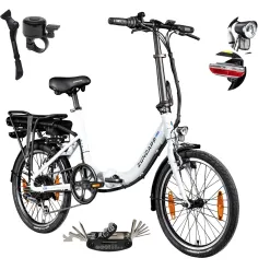 Rower Elektryczny Damski Męski Składany 20" Aluminium Składak 250 W SHIMANO