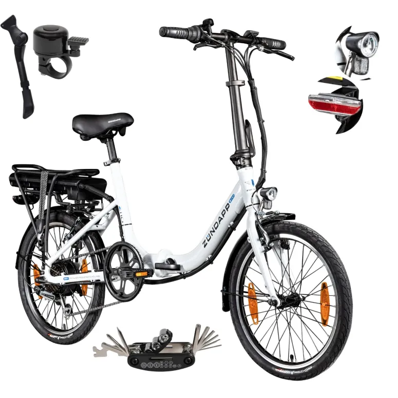 Rower Elektryczny Damski Męski Składany 20" Aluminium Składak 250 W SHIMANO