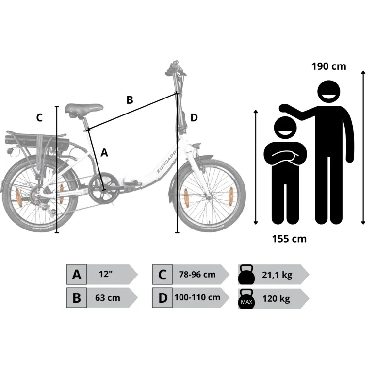 Rower Elektryczny Damski Męski Składany 20" Aluminium Składak 250 W SHIMANO