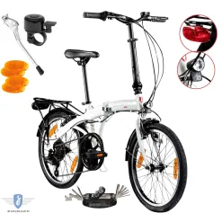 Rower Damski Męski Składany Miejski 20 SHIMANO Bagażnik Oświetlenie Stopka