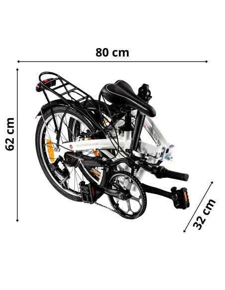 Rower Damski Męski Składany Miejski 20 SHIMANO Bagażnik Oświetlenie Stopka
