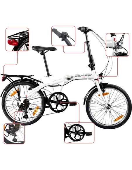 Rower Damski Męski Składany Miejski 20 SHIMANO Bagażnik Oświetlenie Stopka