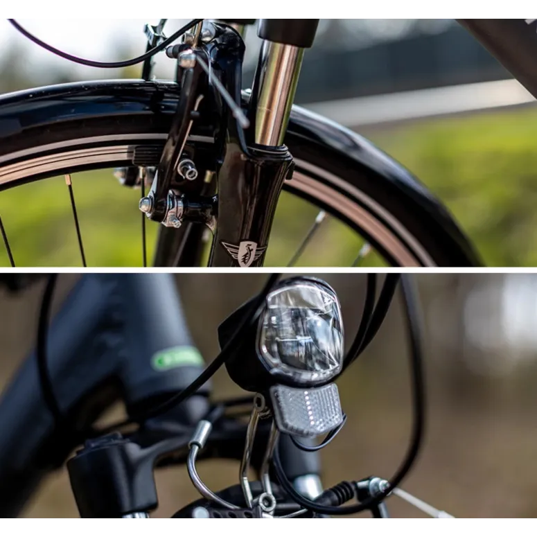 Elektryczny Rower Trekkingowy 28 Damski ALU Bagażnik Revo Błotniki Światła