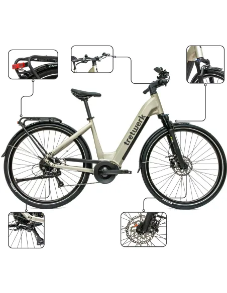 Rower Elektryczny Damski Miejski 28 SHIMANO Acera Aluminium Hydraulika