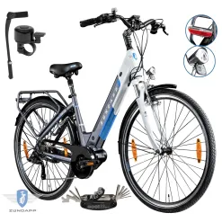 Rower Elektryczny Damski Miejski 28 Aluminium 250 W SHIMANO LCD Amortyzacja