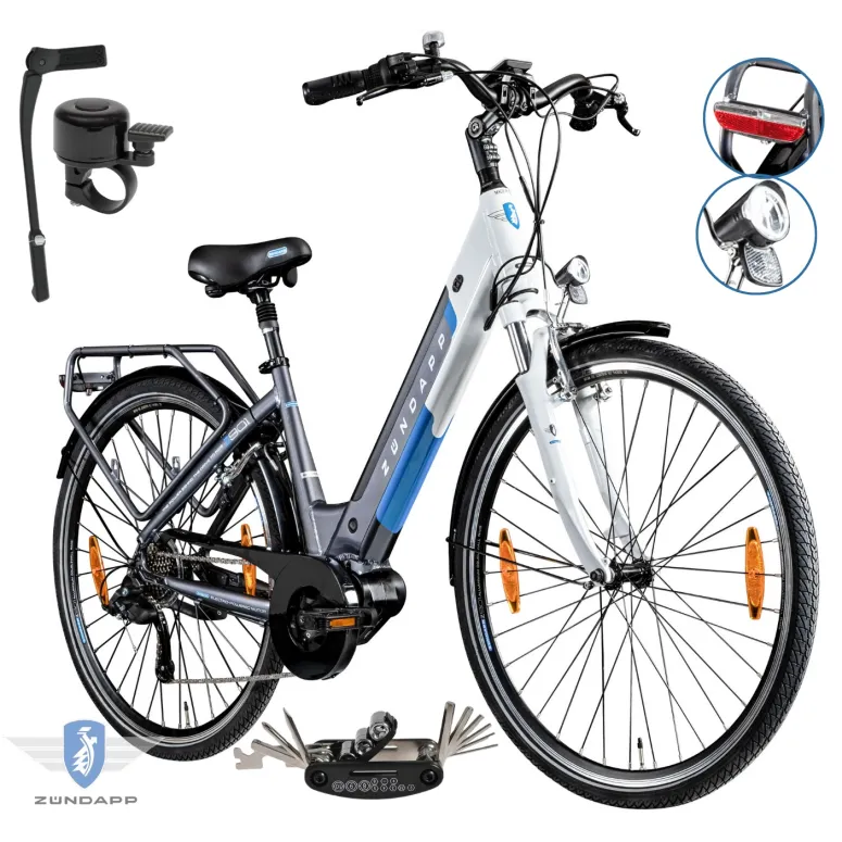 Rower Elektryczny Damski Miejski 28 Aluminium 250 W SHIMANO LCD Amortyzacja