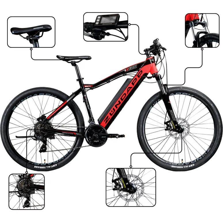 Rower Elektryczny Damski Męski Górski 27,5" SHIMANO LCD 250 W Amory ALU