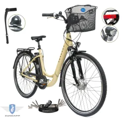 Rower Elektryczny Damski Miejski Koła 28" 250 W LCD Alu SHIMANO Nexus