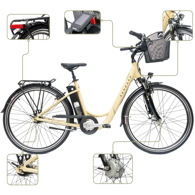 Rower Elektryczny Damski Miejski Koła 28" 250 W LCD Alu SHIMANO Nexus