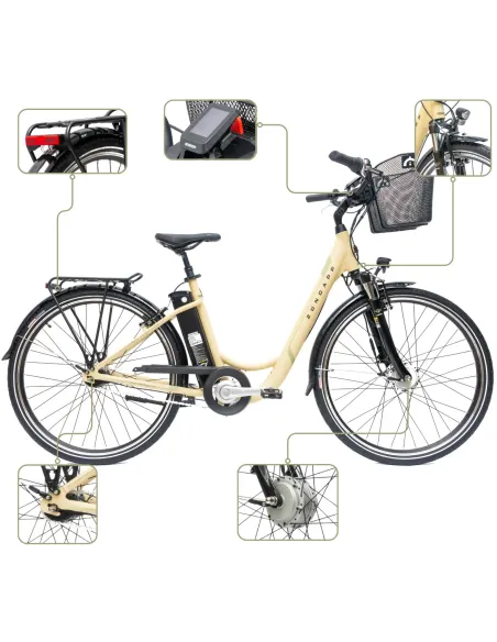 Rower Elektryczny Damski Miejski Koła 28" 250 W LCD Alu SHIMANO Nexus