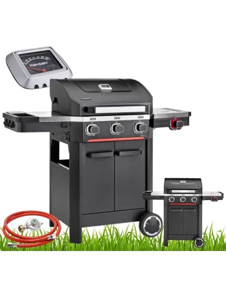 Grill Gazowy Ogrodowy ŻELIWNY Ruszt Nierdzewny Hamson 13,2kW 3+1 Mocny Duży